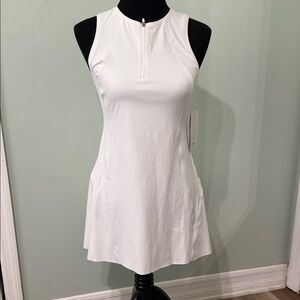 Athleta White Sleeveless Zip-Front Mini Dress